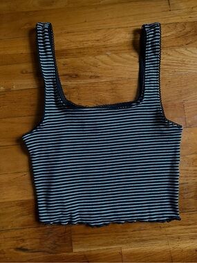 Forever 21 Black & White Striped Square-Neck Crop Top